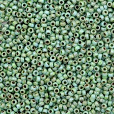 Miyuki rocailles Perlen 15/0 - Opaque picasso turquoise blue 15-4514